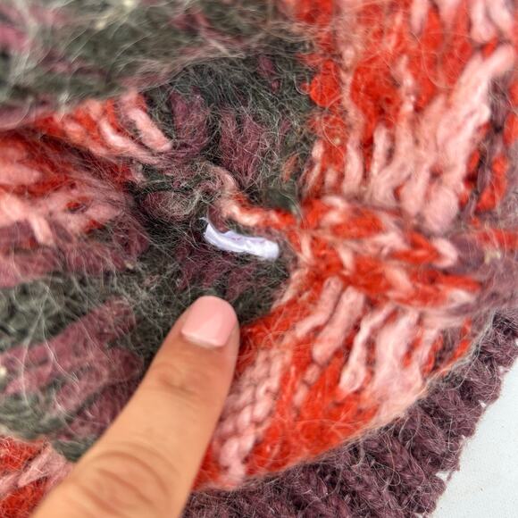 Zara Puff Shoulder Mohair Sweater Small Purple Patterned Holiday Pullover - Picture 8 of 10